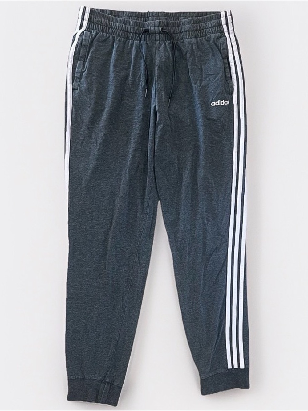 adidas Charcoal Gray Track Joggers with light purple Side Stripes